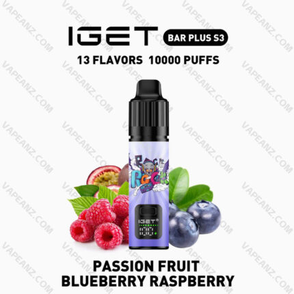 IGET BAR PLUS S3 KIT - Passion Fruit Blueberry Raspberry