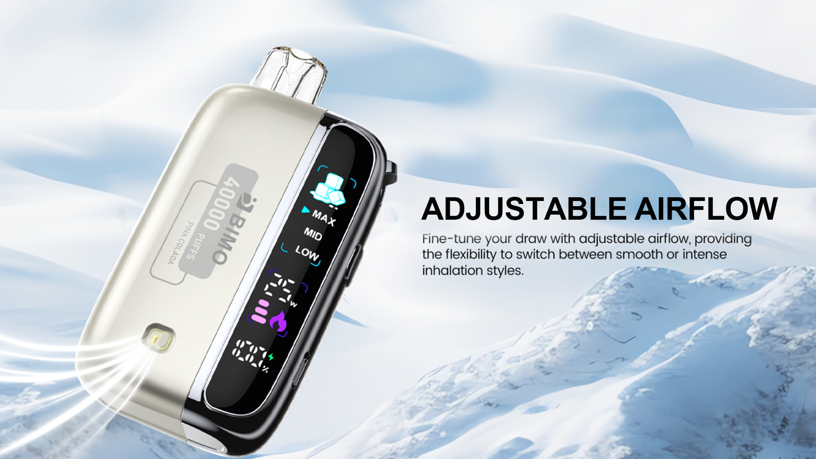 Informational graphic showing BIMO FELXY 40000 features